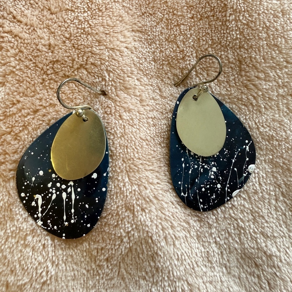 Sibilia (Anthropology) Abstract Blue, black and Gold Earrings